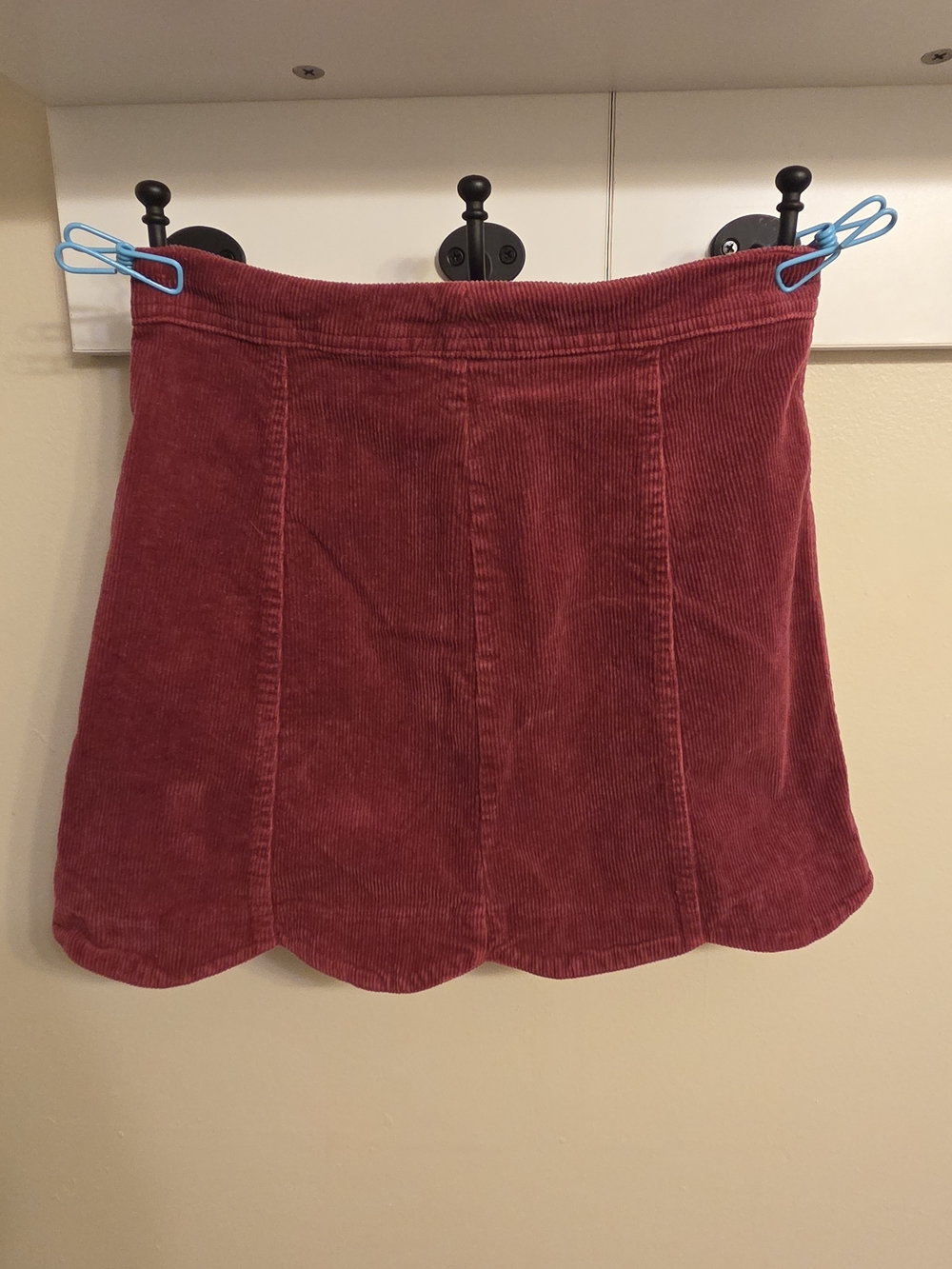 Altar'd State Maroon Corduroy Scallop Hem Mini Skirt S Retro 90s Grunge Boho